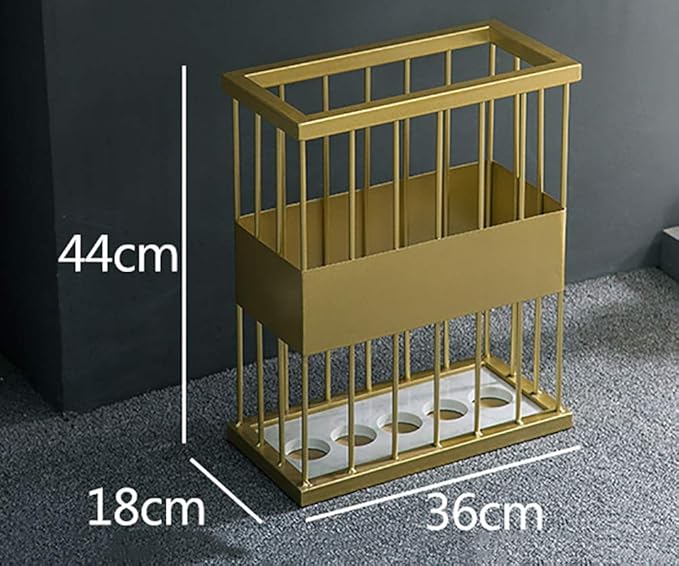 Gold Umbrella Holder for Entryway, Metal Rack Organizer - Can Hold 5 Umbrellas