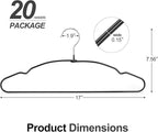 TOPIA HANGER Metal Hangers 20 Pack, Non Slip Clothes Hangers Space Saving, Heavy Duty Rubber Coated Wire Hanger for Coat, Shirt, Dress, Pants-Black, CT12H