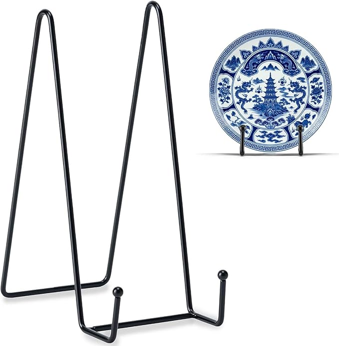 Hoewina 8 Inch Plate Stands for Display - Metal Frame holder stand Picture, Decorative for Book and Platter, Tabletop Art, Photo Easel (3 Packs)