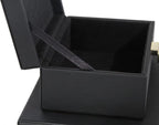 HofferRuffer Faux Leather Jewelry Boxes, Decorative Boxes Storage Accessory Organizer with Gold Hardware Decor, Classic Vegan Leather Set of 2 Pieces (Black)