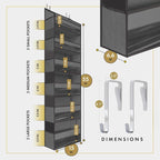 HOMELUX THEORY UPGRADED 6 Tiers Over The Door Organizer Hanging - 100D EXTRA THICK & 50lbs HUGE CAPACITY, 12 Side Mesh Pockets Over The Door Shoe Organizer, Hanging Closet Organizer (Dark Gray, 1pc)