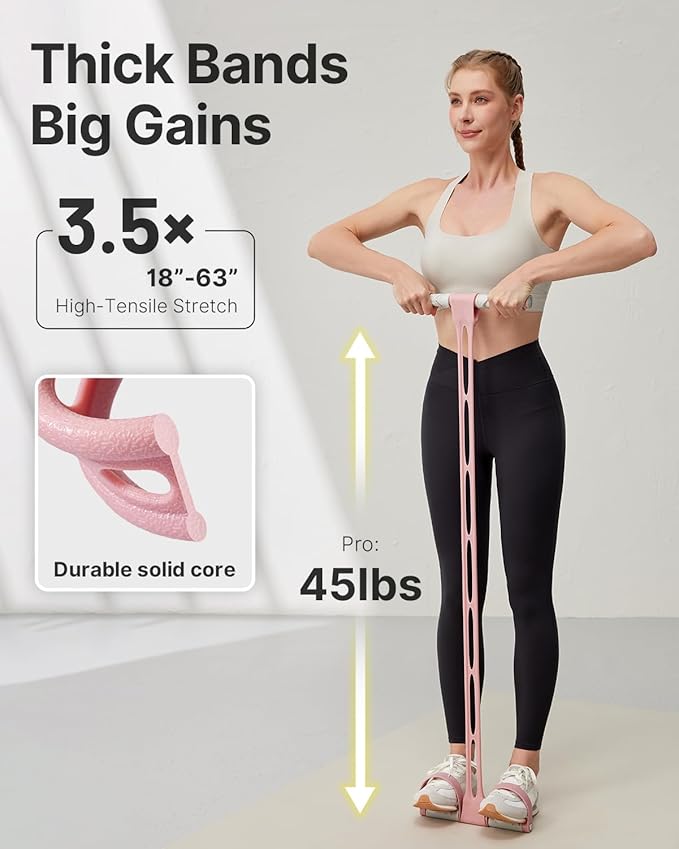 YOTTOY Pedal Resistance Band, Thick Elastic Tension Rope with Handles, Sit-Up Pull Rope Fitness Equipment for Leg, Arm, Abs, Waist, Home Gym & Yoga Training