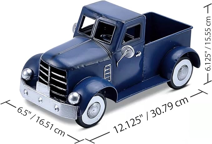Farmhouse Blue Truck Tabletop Decor, Vintage Car Trucks Decorations for Indoor and Outdoor, Farm Pick-up Shelf Decors, Decorative Desktop Storage