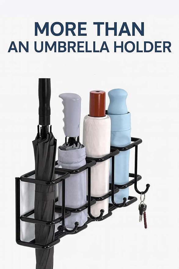 Wall Mounted Umbrella Holder for Entryway, Modern Metal Space-Saving Umbrella Stand Rack Indoor Organizer for Home Office Apartment(White,30CM)