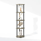 Furinno Turn-N-Tube Storage Shelves, 5-Tier Book Shelf, Corner Shelf, Toolless Open Shelves, for Organization and Storage, Living Room, Home Office, Hallway, Bedroom, French Oak