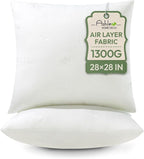 Ashler Throw Pillow Inserts 28 x 28 Inches Set of 2,Firm and Fluffy Decorative Square Pillows with Air Layer, Indoor Square Cushion Stuffer for Couch Bed Sofa and Living Room