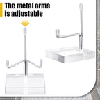 Suzile 4 Pcs Adjustable Metal Arm Display Stand Easel with Acrylic Base Rock Display Easel Holder Acrylic Crystal Clear Plate Stand for Geodes Mineral Agate(Silver,2.4 x 2.4 x 3.5 Inch)