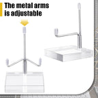 Suzile 4 Pcs Adjustable Metal Arm Display Stand Easel with Acrylic Base Rock Display Easel Holder Acrylic Crystal Clear Plate Stand for Geodes Mineral Agate(Silver,2 x 2 x 3 Inch)