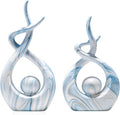 Blue Home Decor Sculptures, Dining Room Table Centerpiece Shelf Decor, Ceramic Statues Coffee Table Decor, Modern Abstract Art Desktop Entrance Decorations (2pcs)