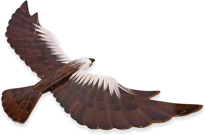 WitnyStore Wooden Bird Mobile 25" Brown Flying Eagle Hand Made Painted Wood Flapping Wing Birds Hanging Ceiling Decor Wind Chimes Handcrafted Art Animal Decorative Collectibles Décor Gifts Souvenirs