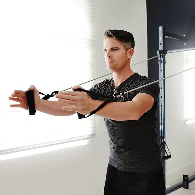 Garneck 4pcs Resistance Band Handles Plastic D Ring Exercise Strap Foam Handle Band Fitness Equipment for Home Gym Overhead Strength Training Stretching Black