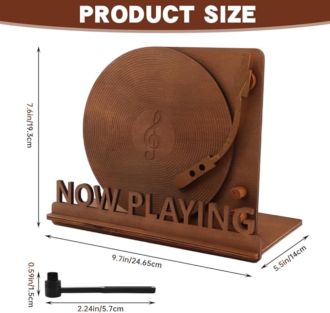 Now Playing Vinyl Record Stand, Tabletop Wooden Vinyl Record Storage Holder, Now Spinning Album Display Rack for LP Enthusiast, Vintage Rustic Organizer for Records & Magazines(COLOR:wood)