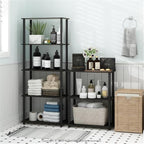 Furinno TURN-S-TUBE Storage Shelves, 3-Tier Book Shelf, Corner Shelf, Toolless Open Shelves, for Organization and Storage, Living Room, Garage, Home Office, Dark Cherry