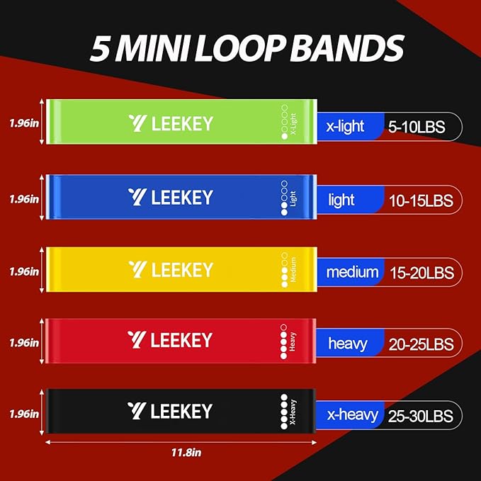 LEEKEY Resistance Bands, Exercise Bands with Handles,Pull Up Assist Bands - Band Set with Door Anchor - Bands for Working Out,Band for Men and Women Fitness Training,Home Workouts