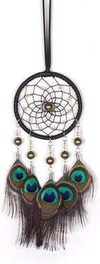 Dream Catchers for Cars Rear View Mirror, Small Feather Dream Catcher Wall Hanging Car Deco Car Charm Ornament (3.1Brown)
