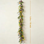70-Inch Spring Summer Flower Garland for Mantle, Floral Garland with Colorful Wildflowers, Forsythia & Lavender Flowers for Decor, All Year Round Artificial Flower Garlands for Home Decor