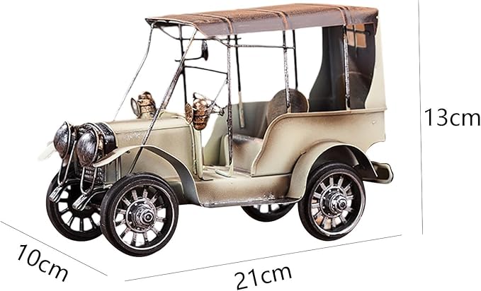 Vintage Car Model Miniature Sculpture Novelty Antique Retro Decoration Desk Bookshelf Collectible Vehicles Tabletop Ornament, White