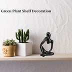 Prettidecor Gold Home Decor Thinker Statue Accents, Set of 3 Thinker Sculptures Office Decor Modern Abstract Resin Decoration on Shelf Table Desk for Living Room Office Bedroom (Black, Large)