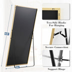DUMOS 26"x68" Full Length Mirror with Stand, Floor Standing Aluminum Frame, Shatter-Proof Nano Glass for Bedroom, Living Room, Cloakroom – Modern Simple Home Decor,Can Be Hanging or Leaning, Gold