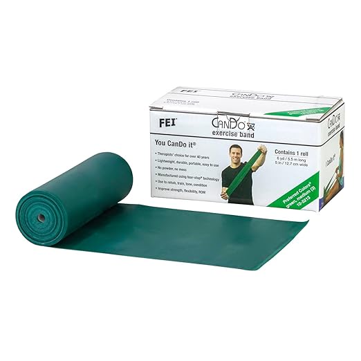 CanDo Low Powder Exercise Band, 6 yard Roll, Green: Medium