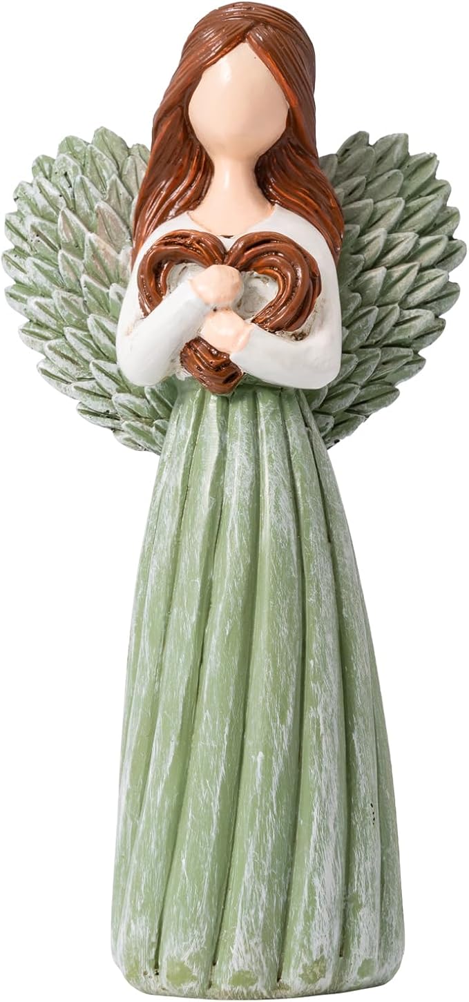 Remembrance Angel Figurines,Sympathy Gifts for Loss of Loved One,Grief Gifts for Women,Memorial Gifts to Hold Each One Safely in Your Heart,Hand-Painted Figurine.Life was a willow branch heart.