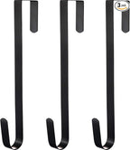 Zhehao 3 Pieces Christmas Decor Metal Wreath Hangers Over The Door Light Handy Wreath Hanger Hanging Hook (15 Inch, Black)
