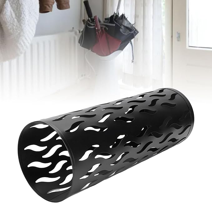 YUYTE Metal Round Umbrella Holder, Shaped Freestanding Umbrella Organizer for Entryway, Home, and Office (Black)