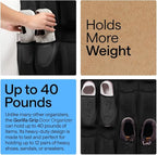 GORILLA GRIP Over the Door Shoe Organizer, 12 Large Breathable Mesh Pockets, Space Saving Hanging Storage Holder, 2 Hook Closet Rack Hanger, Hangs on Closets for Shoes, Accessories, 64H x 9.5W Black