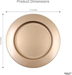 Hosley Set of 4, Gold Metal Decorative Charger Plate- 12" Diameter. Ideal GIFT for Wedding, Party Favor, Birthday