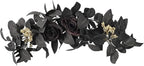 Artificial Flower Swag, Rose Eucalyptus Floral Swag Black Decorative Swag, Decorative Swag with Black Eucalyptus Leaves for Halloween Home Front Door Lintel Wedding Arch Party Tabletop Wall Decor(A3)