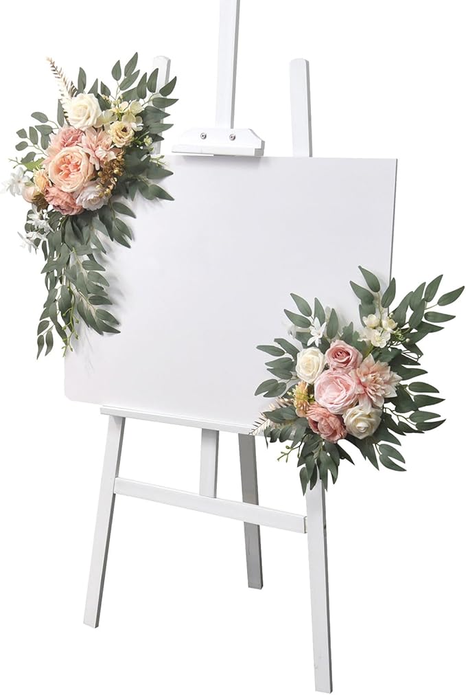 2Pieces Wedding Decorative Swag Artificial Flower Swag Ceremony Sign for Indoor and Outdoor Use Decorations