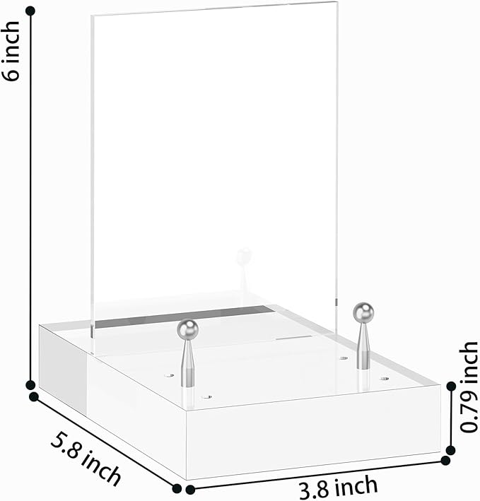 SVENJBB Acrylic Easel Display Stand with Adjustable Silver-Toned Pegs for Art, Photos, and Plates, Modern Clear Acrylic Stand for Cookbook, Invitations, Cards, 1Pack