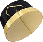 Sarah's Hat Boxes Classic Black/Gold Hat Box – 18.5" x 9.5" (Dia. x Ht.) Handmade in USA – Odorless Non-Toxic Adhesive, Cording Handle – Premium Storage for Hats & Accessories