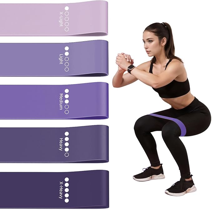 Resistance Loop Exercise Bands for Home Fitness, Yoga Pilates, Stretching, Strength Training, and Physical Therapy - Elastic Bands Set Workout Bands for Women&Men (5pcs Set)