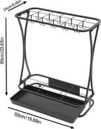 Umbrella Holder with Removable Drip Tray - Umbrellas Stand Cane Walking Stick Holder, Entryway Decorative Metal Freestanding Rack Organizer for Home Office Office Hotel Entry Hallway