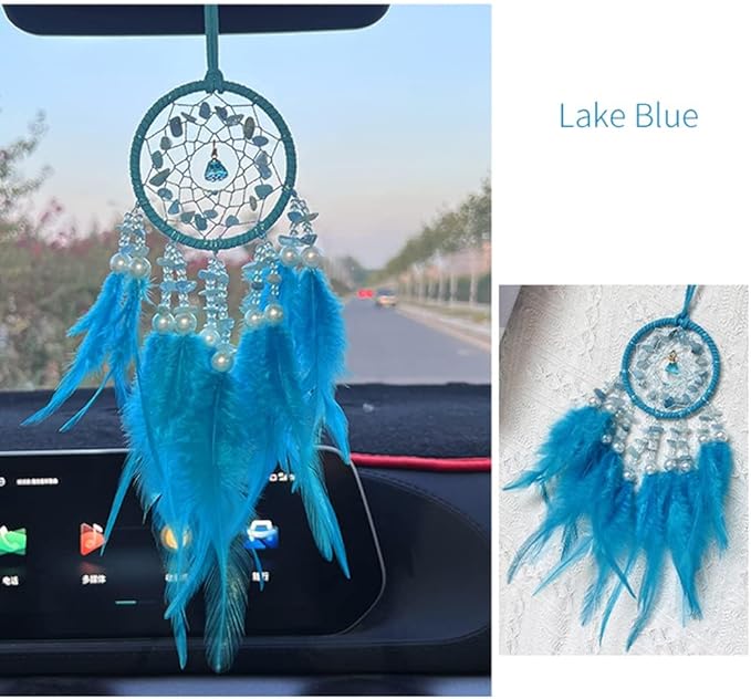 Small Dream Catcher Blue, Car Ornaments for Rear View Mirror Dream Catchers for Cars Hanging Accessories Dreamcatchers