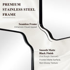 ANDY STAR 36x48 Inch Large Mirror, Matte Black Rectangle Mirror for Wall, Bathroom Mirror in Premium Stainless Steel Metal Thin Frame Deep 1’’, Unique Rounded Scalloped Edge, Vertically/Horizontally