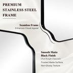 ANDY STAR Matte Black Mirror 26x38 Inch, Scalloped Wall Mirror, Unique Rectangular Bathroom Mirror in Premium Stainless Steel Metal Frame 1’’ Deep, Hangs Vertically/Horizontally