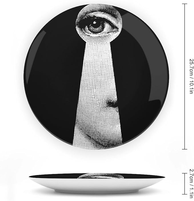 Lina Cavalieri Plate, Wall Decorative Plate, Mysterious Face Plate Wall Hanging Decoration,Including Bracket and Special Spring Hook, 10inch, Style2