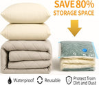 Vacuum Bags for Travel with Pump,8 Pack Vacuum Storage Bags for Bedding and Clothing,Space Saver Bags for Travel and Home(with Hand Pump, Medium 50 * 70)