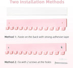 Acrylic Necklace Holder 4 Pack Wall Mounted Necklace Organizer Hanging Jewelry Organizer with 12 Hooks for Necklaces, Bracelets, Rings and Bangles Display Pink