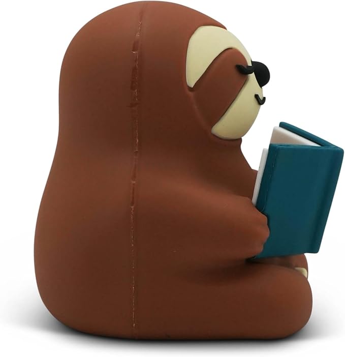 Little Readers – Cute Figurines for Bookshelves, Desks, Terrariums & Home Decor – Book-Loving Animal Statue – Sloth