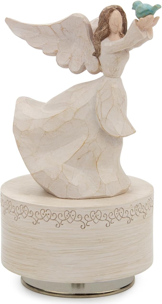 Music Box, Guardian Angel Musical Box Figurine Holding Dove, Sculpted Hand-Painted Music Boxes Figures Wind Up Angel Musical Boxes for Women Girls in Christmas Birthday Anniversary