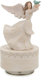 Music Box, Guardian Angel Musical Box Figurine Holding Dove, Sculpted Hand-Painted Music Boxes Figures Wind Up Angel Musical Boxes for Women Girls in Christmas Birthday Anniversary