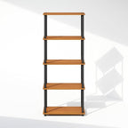 Furinno Turn-N-Tube Book Shelf, 5-Tier Bookshelf, Bookcase with Multipurpose Compact Display Rack, 11.6 x 23.6 x 57.4, for Living Room, Bedroom, Home Office, Light Cherry/Black
