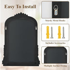 40x28 Beaded Arched Mirror, Bathroom Mirror for Over Sink, Metal Frame Wall Decor for Entryway, Bedroom, Living Room, Bronze