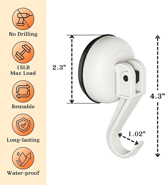 Ofiray-home Wreath Hangers, 4 Pack Heavy Duty Wreath Hangers for Front Doors/Windows/Over Door, No Drill & Reusable Suction Cup Hooks for Bedroom, RV, Bathroom and Home Storage Hooks(White)