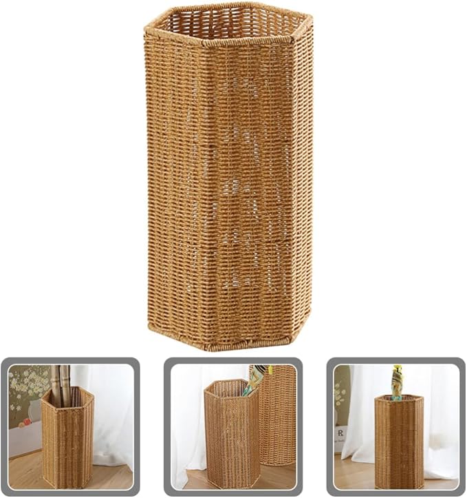 Alipis Woven Umbrella Stand for Entryway Freestanding Umbrella Holder Basket Storage Rack Tall Floor Woven Bucket Flower Vase for Canes Walking Sticks Organizer