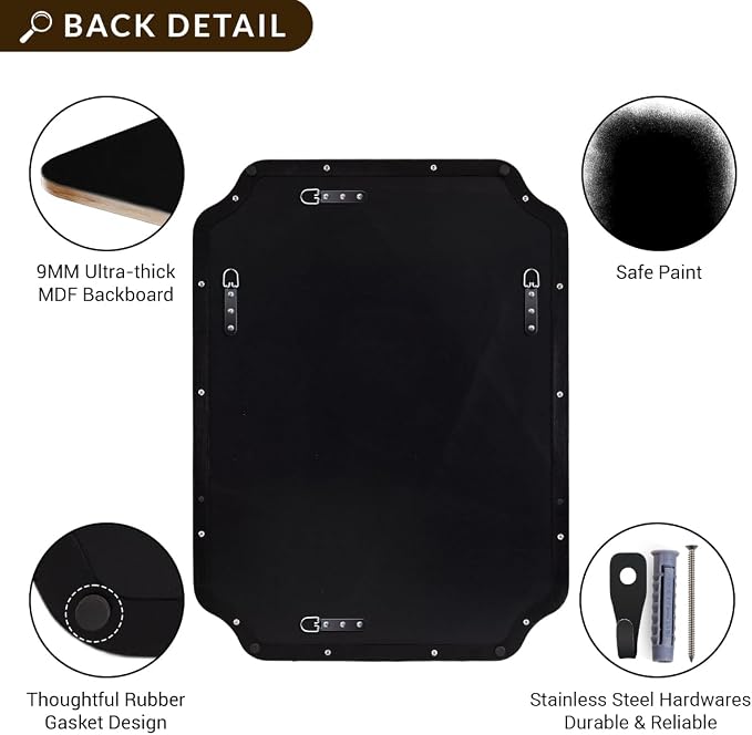 ANDY STAR 30x40 Inch Matte Black Mirror, Unique Rectangle Mirror for Vanity, Bathroom Mirror in Premium Stainless Steel Metal Thin Frame Deep 1’’, Large Wall-Mounted Mirror(Horizontal/Vertical)