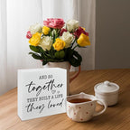 Motivational Home Decoration, And So Together They Built A Life They Loved, Farmhouse Wooden Signs, Positive Quote Sign, Home Desk Decor, Housewarming Gift, Box Sign Decor Tabletop, 5.1x5.1inches